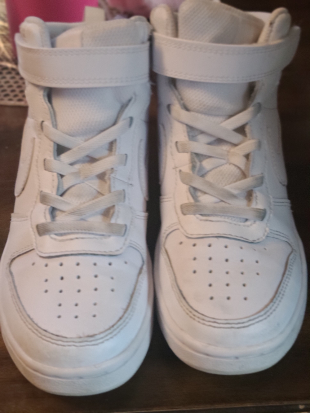 Nike Kids White High-Top Sneakers with Hook-and-Loop Strap